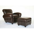 Espresso Brown Reclining Club Chair and Storage Ottoman