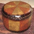Faux Leather Small Round Ottoman