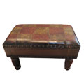 Patchwork Faux-leather Rectangular Bench