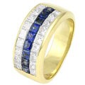 18-kt Yellow Gold 1-1/2-ct TW Sapphire and Princess Diamond Band