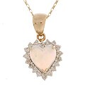 14-kt Yellow Gold 1/6-ct TDW Diamond Opal Pendant