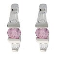 Sterling Silver Mini Pink CZ Hoop Earrings