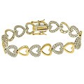 18-kt Gold over Sterling Silver Two-tone Heart CZ Bracelet