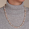 14k Gold Cultured Freshwater Pink Pearl Necklace (6.5-7 mm/24in)