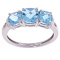 10k White Gold Blue Topaz Diamond Ring