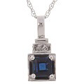 10k White Gold Sapphire Diamond Pendant