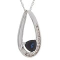 14k White Gold 1/10ct TDW Diamond Sapphire Pendant