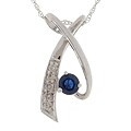 14k White Gold 1/10ct Diamond Sapphire Pendant