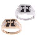 Men's 10k Gold Diamond & Onyx Cross Ring