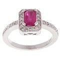 14k White Gold Ruby 1/3ct Diamond Ring