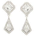 18k White Gold 1-5/8ct Diamond Drop Earrings