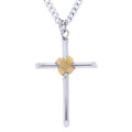 14k Gold Sterling Silver Men's Tubular Cross