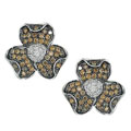 14k White Gold 1ct Fancy Diamond Flower Earrings