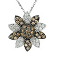 14k White Gold 1ct TW Fancy Diamond Flower Pendant