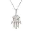 14k White Gold Diamond Hamsa Pendant