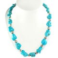 Silver Floral Beaded Turquoise Necklace