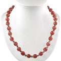 Cherry Quartz Silver Floral Beads Necklace