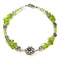 Peridot and Silver Floral Bead Bracelet