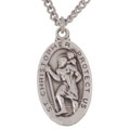 Small Sterling Silver Oval St. Christopher Pendant