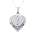 14k White Gold 3-diamond Heart Locket