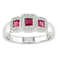 14k White Gold Ruby 1/5ct TDW Diamond Ring