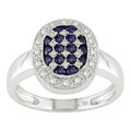 14k White Gold Sapphire 1/6ct TDW Diamond Ring