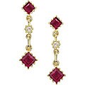 14k Yellow Gold Ruby Diamond Earrings