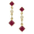 14k Yellow Gold Ruby Diamond Earrings