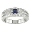 14k White Gold Sapphire 1/5ct TDW Diamond Ring
