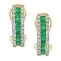 14k Yellow Gold Emerald 1/5ct TDW Diamond Earrings