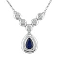 14k White Gold Sapphire 1/6ct TDW Diamond Necklace