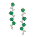 14k White Gold Emerald 1/10ct TDW Diamond Earrings