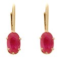 14k Yellow Gold Ruby Leverback Earrings