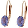 14k Yellow Gold Tanzanite Leverback Earrings