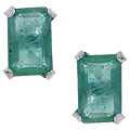 14k White Gold Emerald Stud Earrings