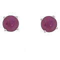 14k White Gold and Round Ruby Stud Earrings