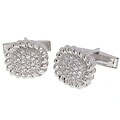 Sterling Silver Rope Design CZ Cuff Links