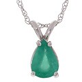 10k White Gold Pear Shape Emerald Pendant