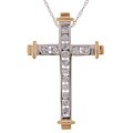 14k Two-tone Gold 1/2ct Diamond Cross Pendant
