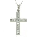 14k White Gold 1ct TDW Diamond Cross Necklace (G-H, I2)