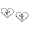 10k White Gold Diamond Heart Cross Earrings