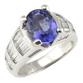 Platinum 1 3/4ct TDW Baguette Diamond Tanzanite Ring (G-H, VS-SI)