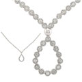 14k White Gold 1ct TW Diamond Strand Drop Necklace