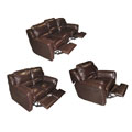 Chocolate Reclining Leather Sofa, Loveseat, and Rocker Chair