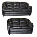 Black Leather Sofa and Loveseat Set