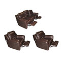 Chocolate Reclining Leather Sofa and Two Reclining Chairs Set