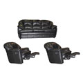 Black Leather Sofa and 2 Reclining Rocking Chairs