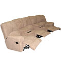 Taupe Eurosuede 3-seat Recliner Home Theater Seat