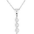 14k White Gold 1/4ct TDW Round Diamond Three-Stone Drop Pendant (H-J, I1-I2)