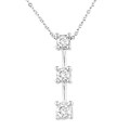 14k White Gold 1/2ct TDW Round Diamond Three-Stone Drop Pendant (G-J, I1-I2)